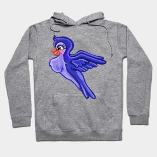 Flying Indigo Cartoon Bird Hoodie